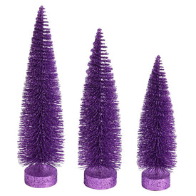 12"-14"-16" Lavender Glitter Oval Pine Trees Set of 3
