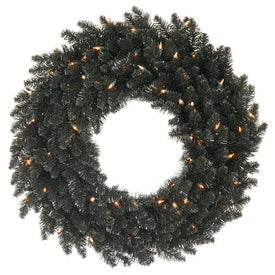 24" Pre-Lit Black Fir Artificial Christmas Wreath with 50 Warm White LED Lights