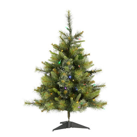 3' Cashmere Pine Potted Artificial Christmas Tree with Multi-Colored Dura-Lit Lights