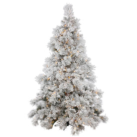4.5' Pre-Lit Flocked Alberta Artificial Christmas Tree with Clear Lights