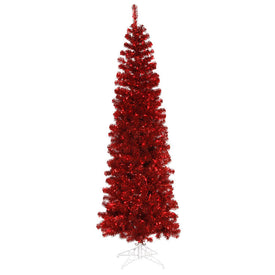 6.5' Pre-Lit Red Pencil Artificial Christmas Tree with 300 Red Lights