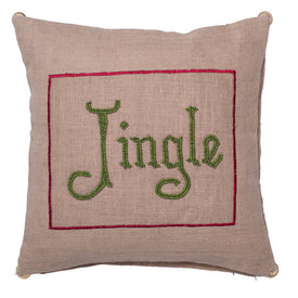 Jingle Burlap 18" x 18" Throw Pillow with Insert