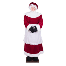 5' 8" Red Velvet Standing or Sitting Mrs. Santa Figurine without Lights