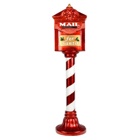 36" Mail For Santa Red Mailbox on a Red and White Candy Cane Pole