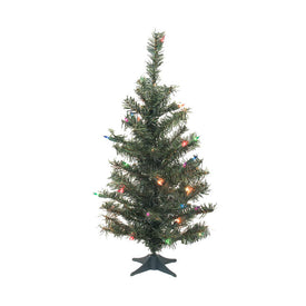 3.5' Pre-Lit Canadian Pine Artificial Christmas Tree with 35 Multi-Colored Dura-Lit Lights