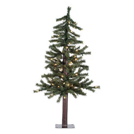 3' x 21" Pre-Lit Natural Alpine Artificial Christmas Tree with Clear Incandescent Lights