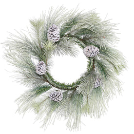 22" Unlit Frosted Norway Pine Artificial Christmas Wreath
