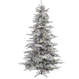 6.5' Pre-Lit Flocked Sierra Fir Artificial Christmas Tree with Multi-Colored LED Dura-Lit Lights