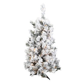 36" Flocked Alaskan Pine Artificial Christmas Tree with Clear Dura-Lit Lights