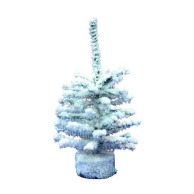 9" Unlit Flocked Mini Pine Artificial Christmas Trees 6-Pack