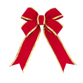 18" Red-Gold Velvet Indoor Christmas Bow