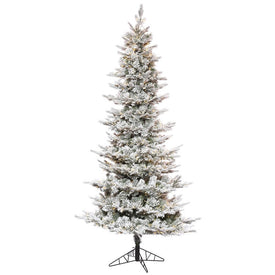 Vickerman 7.5' x 45" Flocked Kiana Artificial Christmas Tree with Warm White LED Lights.