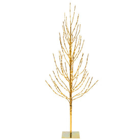 7' Pre-lit Gold Artificial Christmas Tree with Flat Base and 680 Warm White LED Lights