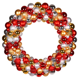 30" Red/Gold/Silver Assorted Ornaments Wreath