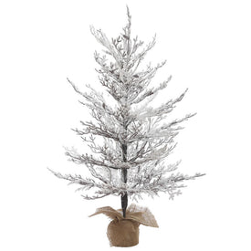 3' x 27" Flocked Winter Twig Pine Artificial Christmas Tree without Lights