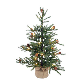 2' Pre-Lit Carmel Pine Artificial Christmas Tree with Clear Dura-Lit Lights