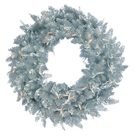 24" Pre-Lit Silver Fir Artificial Christmas Wreath with 50 Warm White LED Lights