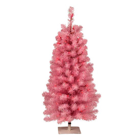 3' x 18" Pink Pine Tree with 100 Pink Mini Lights