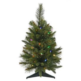 24" Cashmere Pine Artificial Christmas Tree with Multi-Colored LED Lights