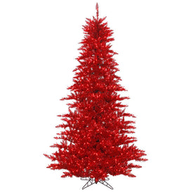 3' Pre-Lit Red Tinsel Artificial Fir Christmas Tree with 100 Red LED Lights