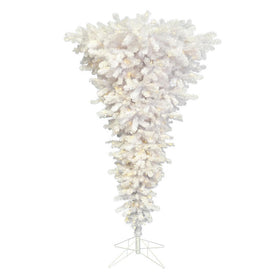 5.5' White Upside Down Artificial Christmas Tree with 250 Warm White LED Lights