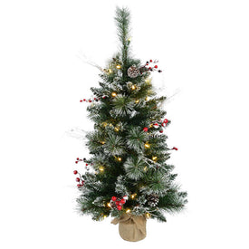 3' Pre-Lit Snow-Tipped Pine and Berry Artificial Christmas Tree with Warm White Dura-Lit LED Lights