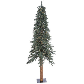 7' Pre-Lit Natural Bark Alpine Artificial Christmas Tree with Clear Dura-Lit Lights