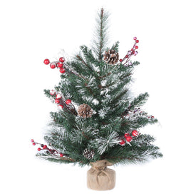 2' Unlit Snow-Tipped Pine and Berry Artificial Christmas Tree