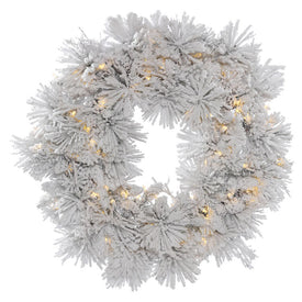 30" Pre-Lit Flocked Alberta Artificial Christmas Wreath with 50 Warm White LED Lights
