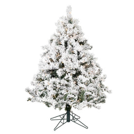 4.5' Flocked Alaskan Pine Artificial Christmas Tree with Clear Dura-Lit Lights