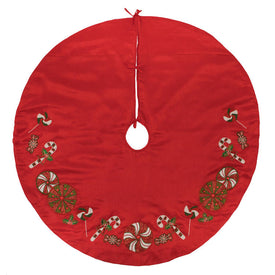 52" Red Beaded Candy Cane Tree Skirt
