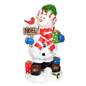 13" Winter Snowman with Gifts and Noel Sign