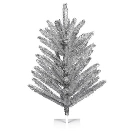 4' x 35" Unlit Vintage Aluminum Tinsel Artificial Christmas Tree with Flat Metal Stand