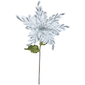 31" Silver Velvet Poinsettia Artificial Christmas Picks 3 Per Bag