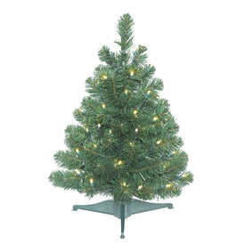 26" Pre-Lit Oregon Fir Artificial Christmas Tree with Warm White Wide-Angle LED Lights