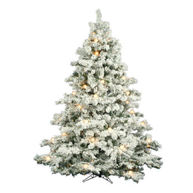 7.5' Flocked Alaskan Pine Artificial Christmas Tree with Clear Dura-Lit Lights