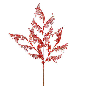 27" Red Glitter Coral Bells Leaf Lace Sprays 12 Per Box