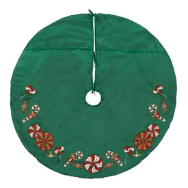 52" Green Beaded Candy Cane Tree Skirt