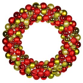 30" Red/Lime Assorted Ornaments Wreath