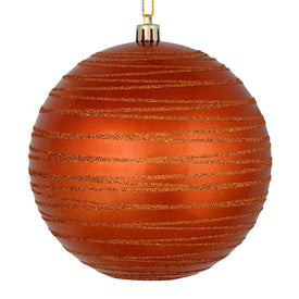4.75" Burnished Orange Candy Finish Ball with Glitter Lines 4 Per Bag