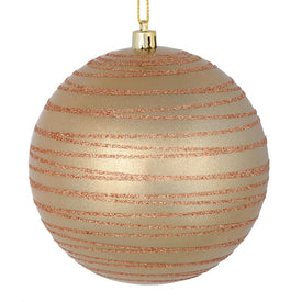 4.75" Cafe Latte Candy Finish Ball with Glitter Lines 4 Per Bag