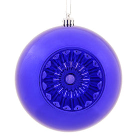 4.75" Purple Shiny Star Brite Ball Ornaments with Drilled and Wired Caps 4 Per Bag