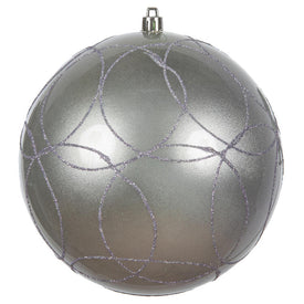 6" Lilac Candy Ornaments with Circle Glitter Pattern 3-Pack