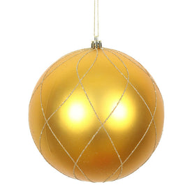 6" Antique Gold Matte and Glitter Swirl Ball Ornaments 3 Per Box
