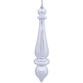 14" Silver Shiny Finial Drop Ornaments 2-Pack
