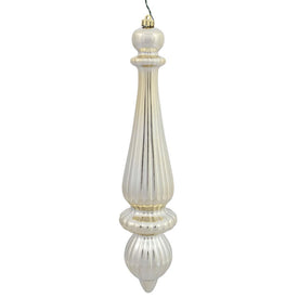 14" Champagne Shiny Finial Drop Ornaments 2-Pack