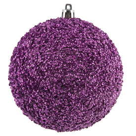 4" Orchid Beaded Ball Ornaments with Drilled Caps 6 Per Bag