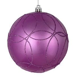 4.75" Orchid Candy Ornaments with Circle Glitter Pattern 4-Pack