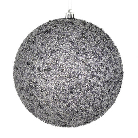 4" Silver Beaded Ball Ornaments with Drilled Caps 6 Per Bag