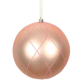 6" Rose Gold Matte and Glitter Swirl Ball Ornaments 3 Per Box